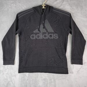 Adidas Climawarm Hoodie Adult M Black Big Logo Black Stripes Pullover 2015‎